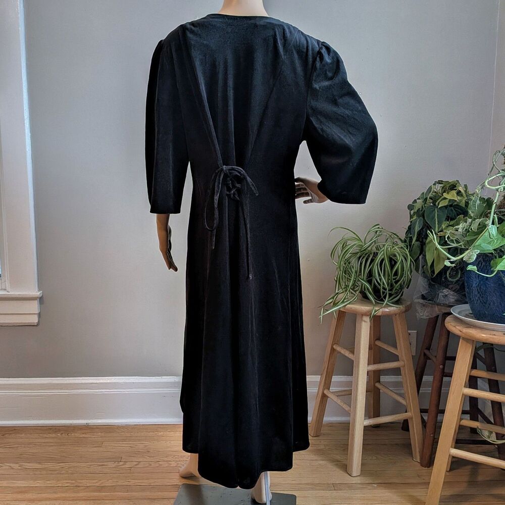 Vintage 90s Ultra Velvet Maxi Dress Lace Collar Wednesday Adams Plus Size 18W - Picture 3 of 11